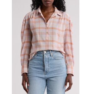 Faherty Women’s Olli Check Button Down Aroma Plaid Shirt Sz XS